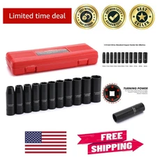 Versatile 11-Piece 1/2-Inch Metric Deep Impact Socket Set - ANSI Standard Tested