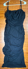 Express Black Ruched Cowl Neck Bodycon Maxi Dress Spaghetti Strap Womens XL   28