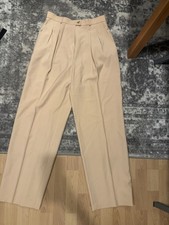 Chanel Women’s Vintage Wide Leg Mid Rise Beige Trousers Size 30