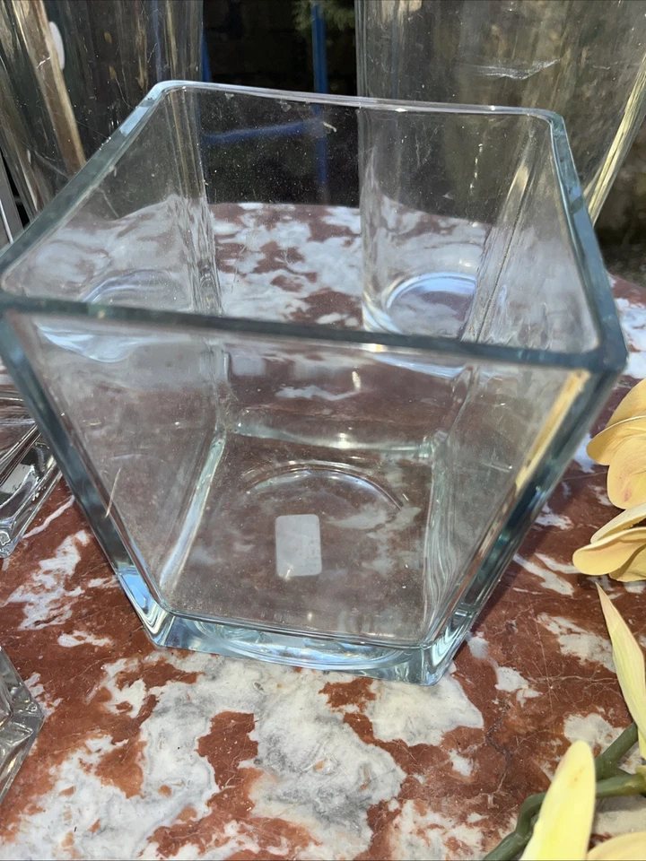 Set 5 Vasi Decorativi in Vetro Spesso 2 Tondi, 2 Rett.ri e 1 Quadro. Fondo 3 cm - Immagine 4 di 4