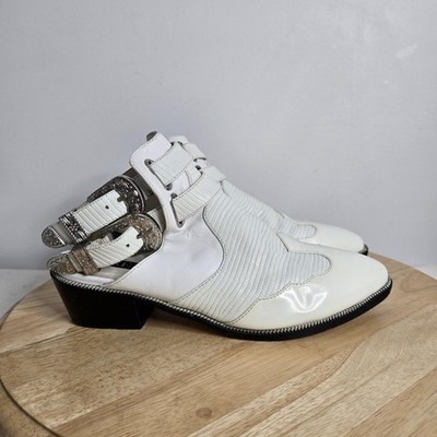 Senso Women's Ankle Leather Boots White Buckle Open Back Levi 38 Western