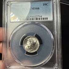 1941-D Mercury Dime PCGS MS66 90% -  Blast White