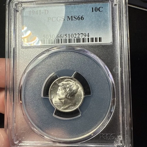 1941-D Mercury Dime PCGS MS66 90% -  Blast White
