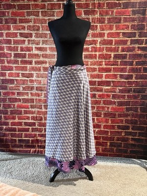  Reversible Long Silk  Wrap Skirt M Made of Real Saris