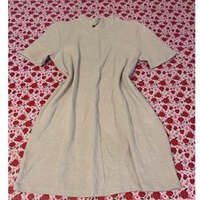 Zara Womens Beige Ribbed Knit Mock Neck Short Sleeve Mini Dress Size Large a3