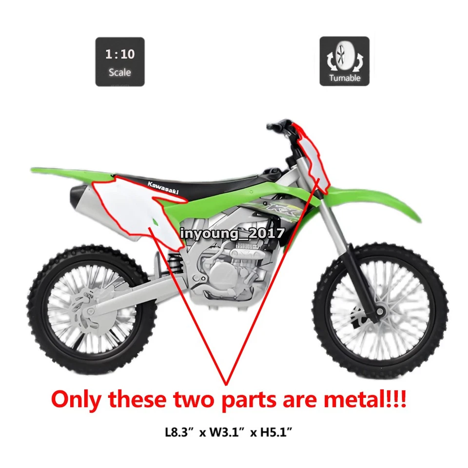 1:10 Kawasaki KX 250F Motorcycle Model Diecast Dirt Bike Toys for Boys Kids Gift - Image 2 of 4