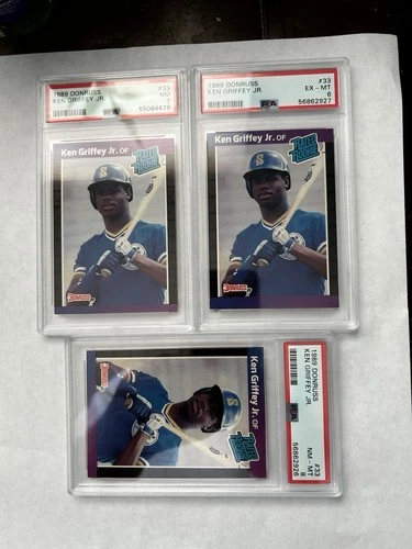 3 1989 Donruss The Rookies Ken Griffey Jr PSA 6 7 8 Rookie RC