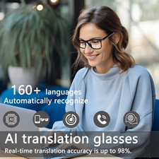 AI Smart Glasses with Real-Time Translation 160 Languages ChatGPT HD Audio