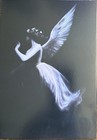 Black White Woman Wings White Dress Postcard PC231 Ephemera Card Wall Art — photo 1