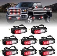Xridonsen 8pcs Sync Grill Emergency Lights 32 Led Red White Firefighter Lights G