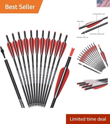 High-Performance 16-20 Inch Carbon Hunting Arrows, 12-Pack for Accuracy