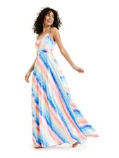 CITY STUDIO Womens Fit + Flare Full-Length Dress Blue Spaghetti Strap Juniors 3