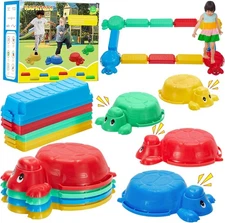 Balance Beams Stepping Stones For Kids - 12 Piece Turtle Jumping Multicolor 