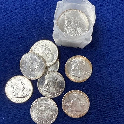 1960-P Roll of  (20) BU Franklin Half Dollars In Tube.