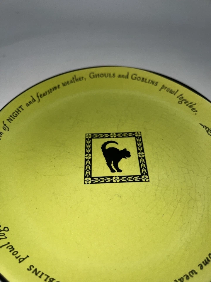 Hallmark WITCH WARE 7" Dessert Plate Halloween Green Cat C2U - Image 3 of 4