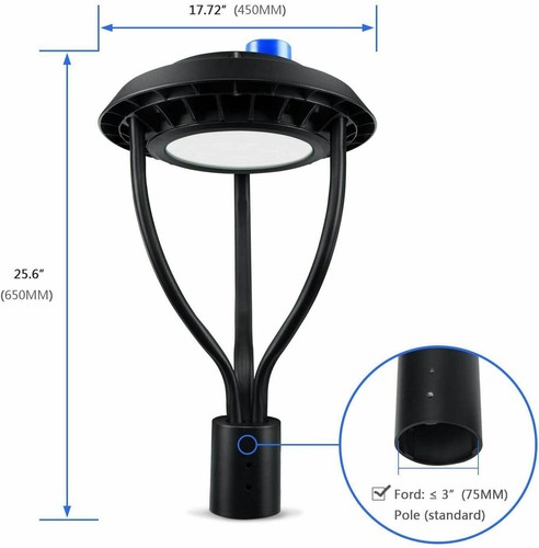 60W Led Post Top Pole Light With Photocell Street Garden Pathway Yard Lamp ETL - Picture 3 of 12