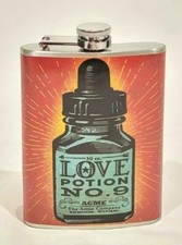 New Totally Rad Love Potion No.9 Stainless Steel 8 oz. Flask - NWT