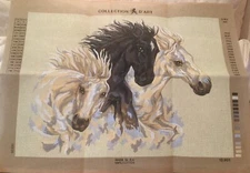 COLLECTION D’ART Horses Mustangs VTG New Needlepoint Tapestry Canvas