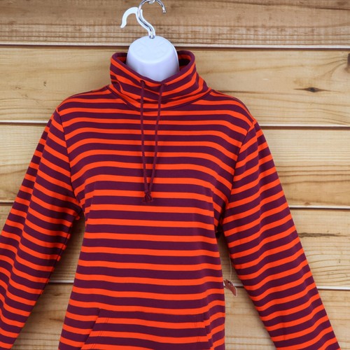 St. John's Bay Sweatshirt Womens Size M Orange Striped Cotton Blend High Neck - Picture 5 of 7
