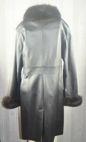 Marvin Richards Women's L Leather Coat Finland Fox Fur Trim - Picture 5 of 12