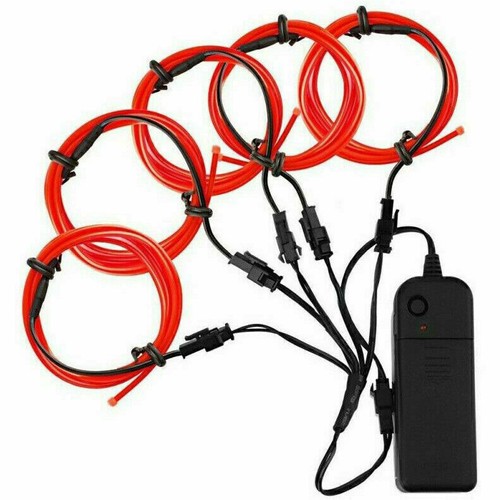 Battery Operated LED Lights Glow EL Wire String Strip Rope Tube Party Decor Neon - Picture 25 of 28