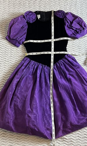 Vintage Jessica McClintock Gunne Sax Purple/black Velvet Drop Waist Dress Sz 10 - Picture 6 of 6