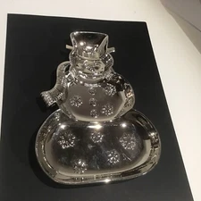 INTERNATIONAL SILVER CO. SILVER PLATED  8” SNOWMAN 3 SECTION BOWL.