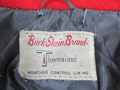 Vintage 1950s Buck Skein Brand Red Wool Toggle Coat Ombre