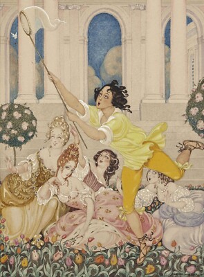 Gerda Wegener La Chasse Au Papillon 1917 17''x 22'' Archival Art Print