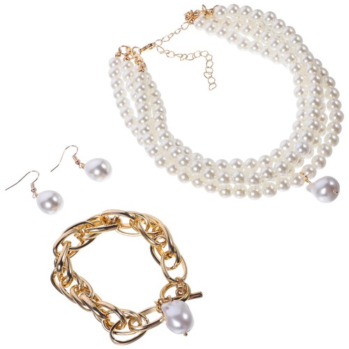 1 Set Bridal Pearl Jewelries Bride Bracelet Necklace Earrings Wedding Earrings - Picture 10 of 12
