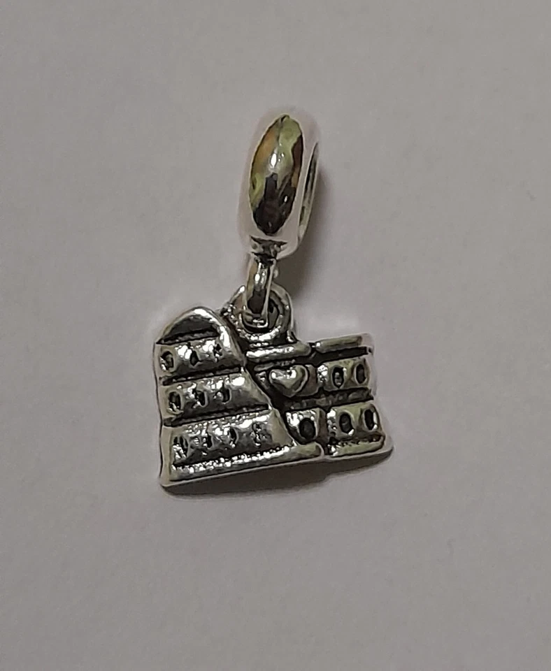 Ciondolo Charm in acciaio color argento per bracciale unisex Colosseo Roma - Immagine 2 di 2