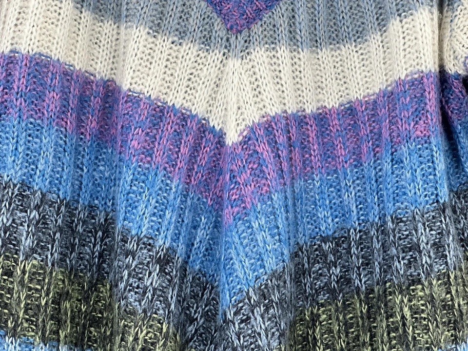 Bongo Plus Sweater Woman's Size 3X Multicolor V-Neck Blue Purple Gray Stripe - Image 2 of 4