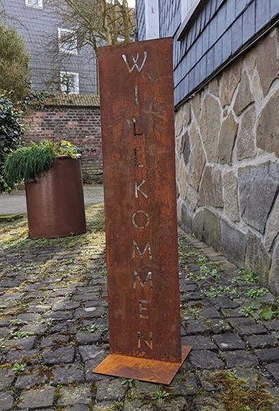 Schild Willkommen 80 Cm Deko Rost Metall Edelrost Eisen Hochzeit Vorgarten TüR-image