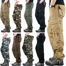 US Men's Cargo Work Pants 100 Cotton Workwear Tactical Combat Outdoor Long Pant