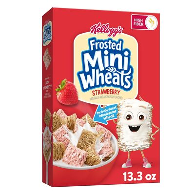 Kellogg's Frosted Mini Wheats Strawberry Cereal 13.3oz Whole Grain Snack