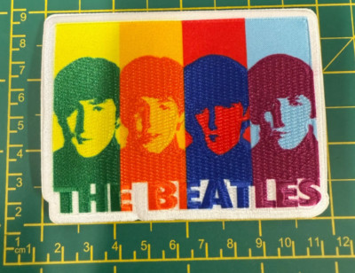 The Beatles Coloured Head Shots  Logo Shaped Woven Sew Or Iron On Patch Official