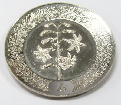 Franklin Mint Floral Alphabet L Sterling Silver Miniature Plates