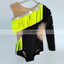 Women Girl Costume Rhythmic Gymnastics Leotard Competition Aerobics Green Dance