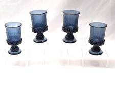 Vintage FOSTORIA 6 Ounce Wine Glass SORRENTO BLUE 5" Juice Goblet - Set Of 4