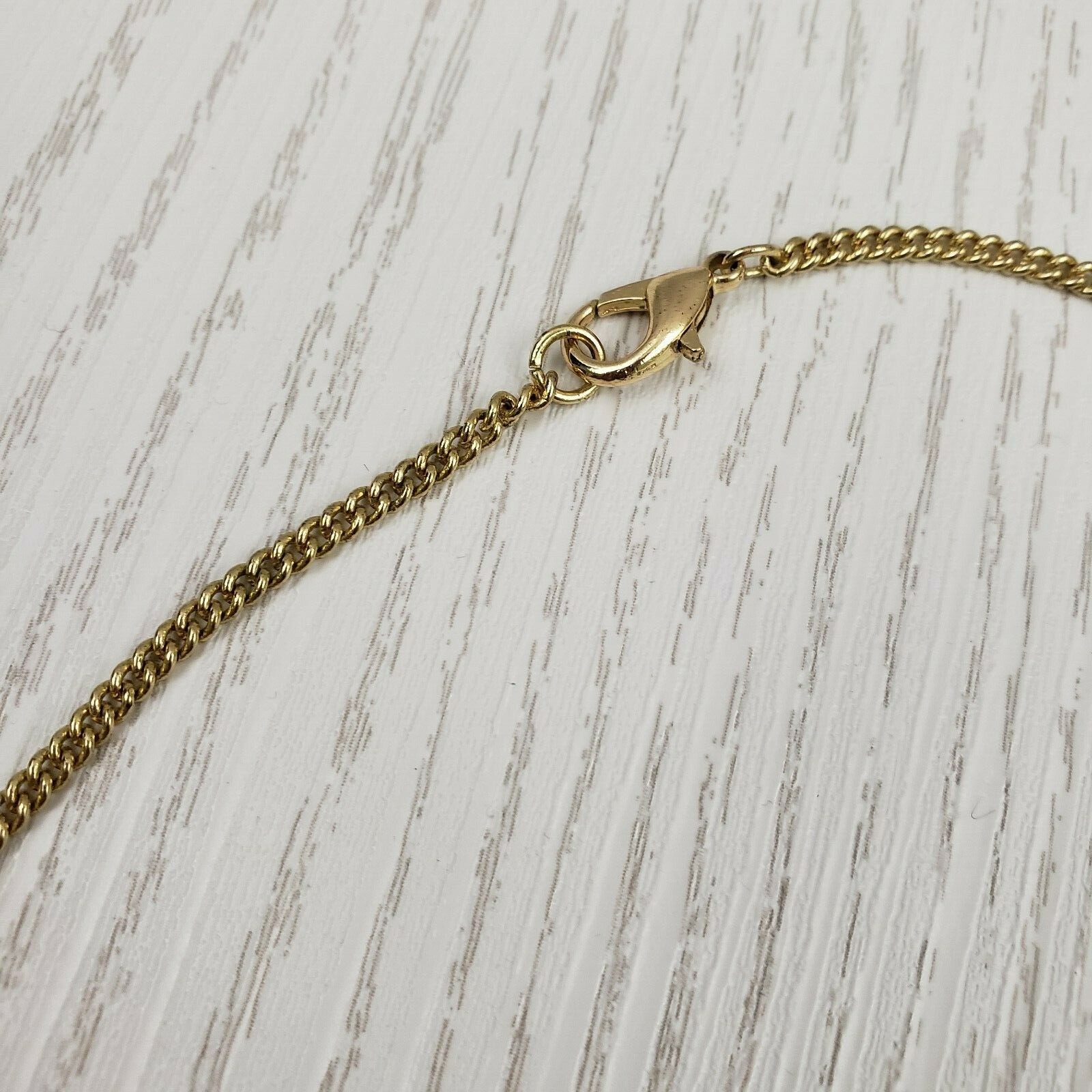 Gold Tone Necklace 32" Metal Chain Long Gold Tone Hammered Metal Leaf