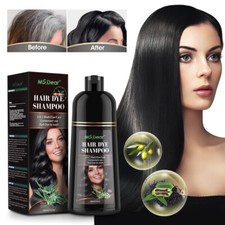 3 in 1 Black Hair Color Dye Shampoo Cover White Gray Permanent Colour Ms.Dear