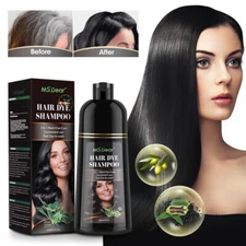 3 in 1 Black Hair Color Dye Shampoo Cover White Gray Permanent Colour Ms.Dear