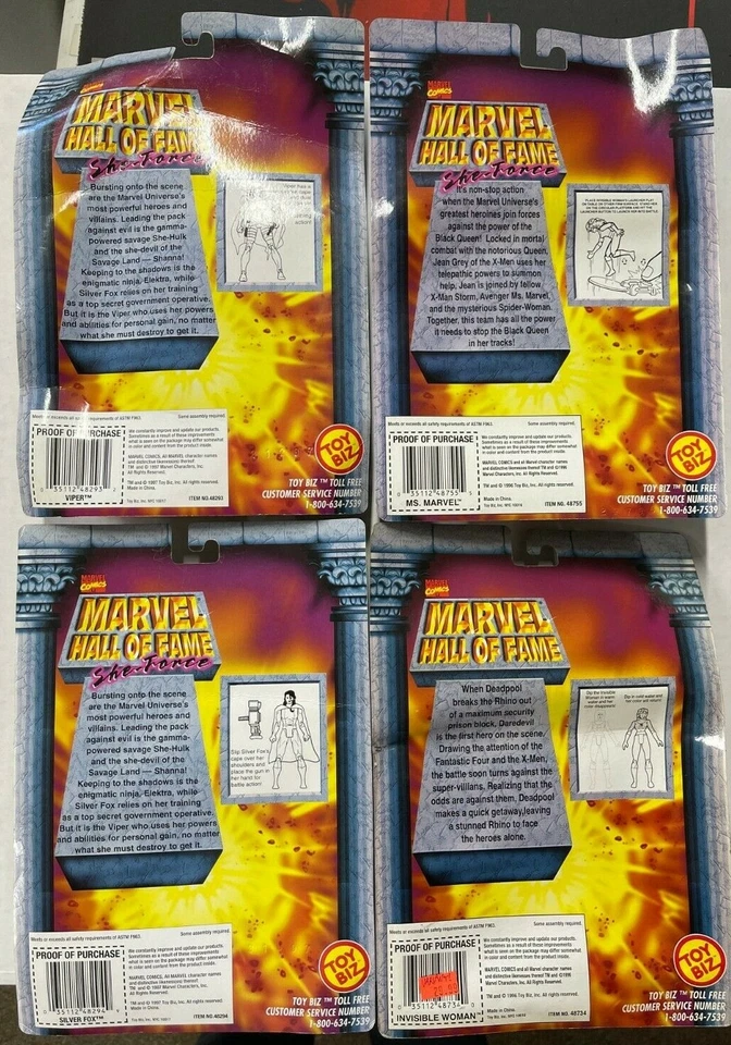 LOTE NUEVO EN CAJA Salón de la Fama Marvel Ms. Marvel, Mujer Invisible, Zorro Plateado, Víbora Foto 2 de 2