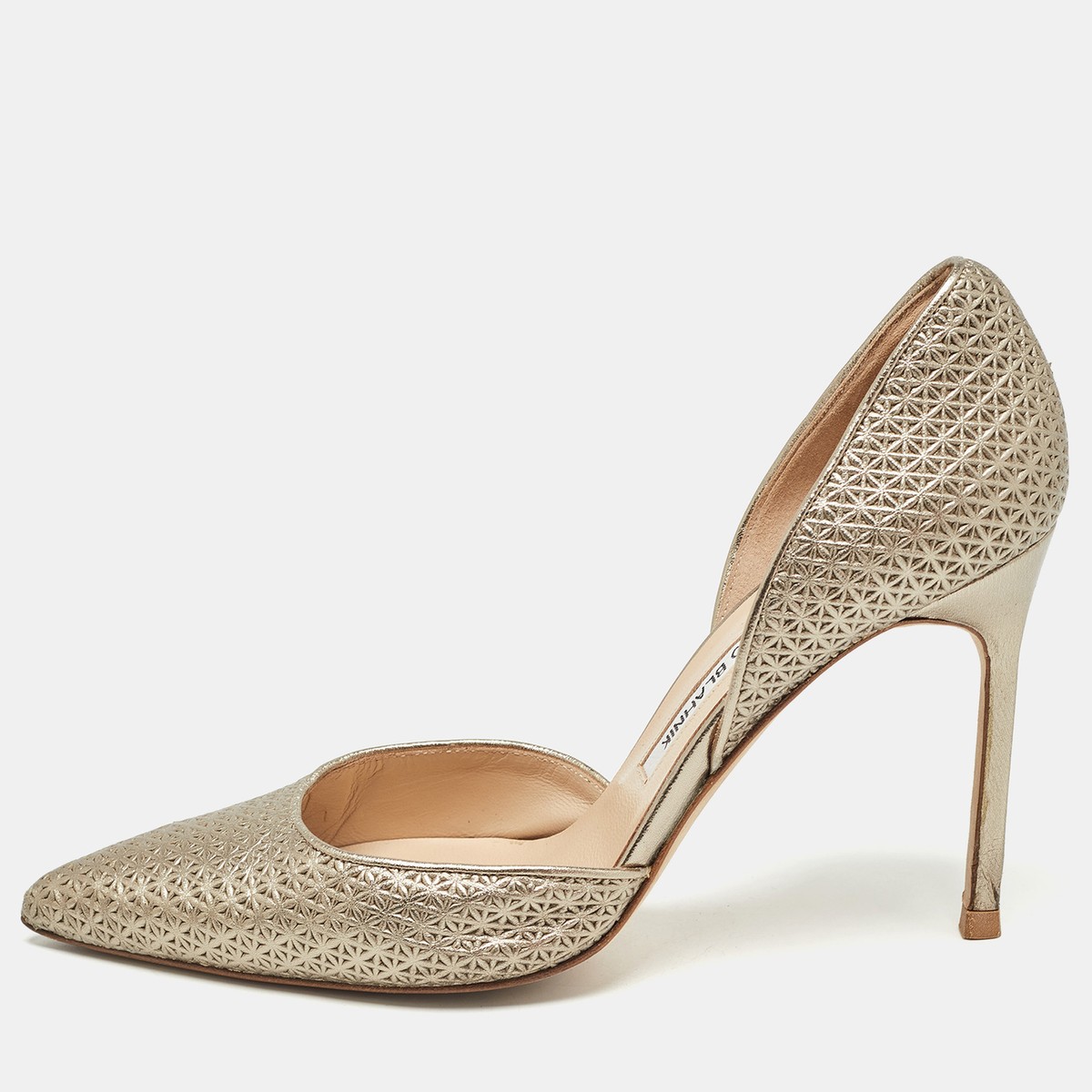 Manolo Blahnik Metallic Textured Leather D