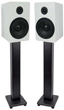 Pair Rockville RockShelf 54W White 5.25" Home Bookshelf Speakers 36" Stands