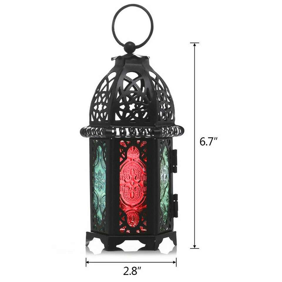 Moroccan Lantern Tea Light Lamp Iron Candle Holder Hanging Garden Wedding Decor - Image 2 of 4