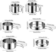 6-piece Stainless Steel Standard Camping Cookware