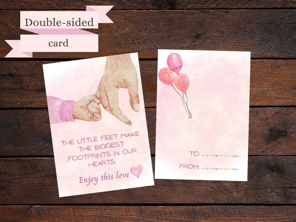 Nueva tarjeta de bebé, tarjeta de anuncio de bebé, tarjeta de embarazo, tarjeta de felicitación Foto 3 de 4