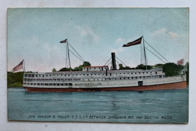 ca 1900s Ship Postcard Eastern Steamship Steamer Ransom B Fuller Gardiner Maine