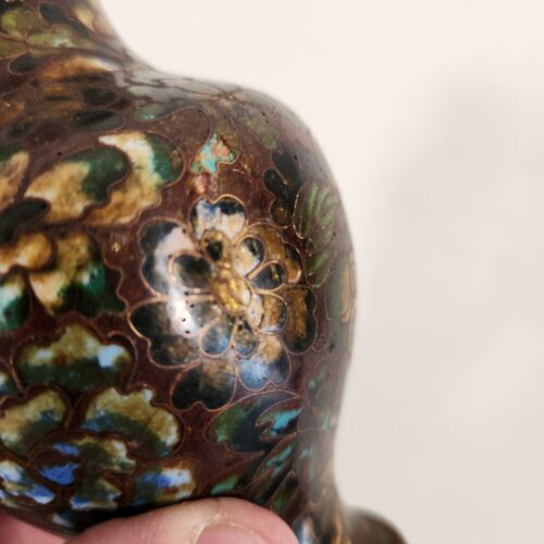 Vintage Cloisonne Ware Vase Flower Pattern ENAMEL / COPPER 120mm High - Picture 4 of 6